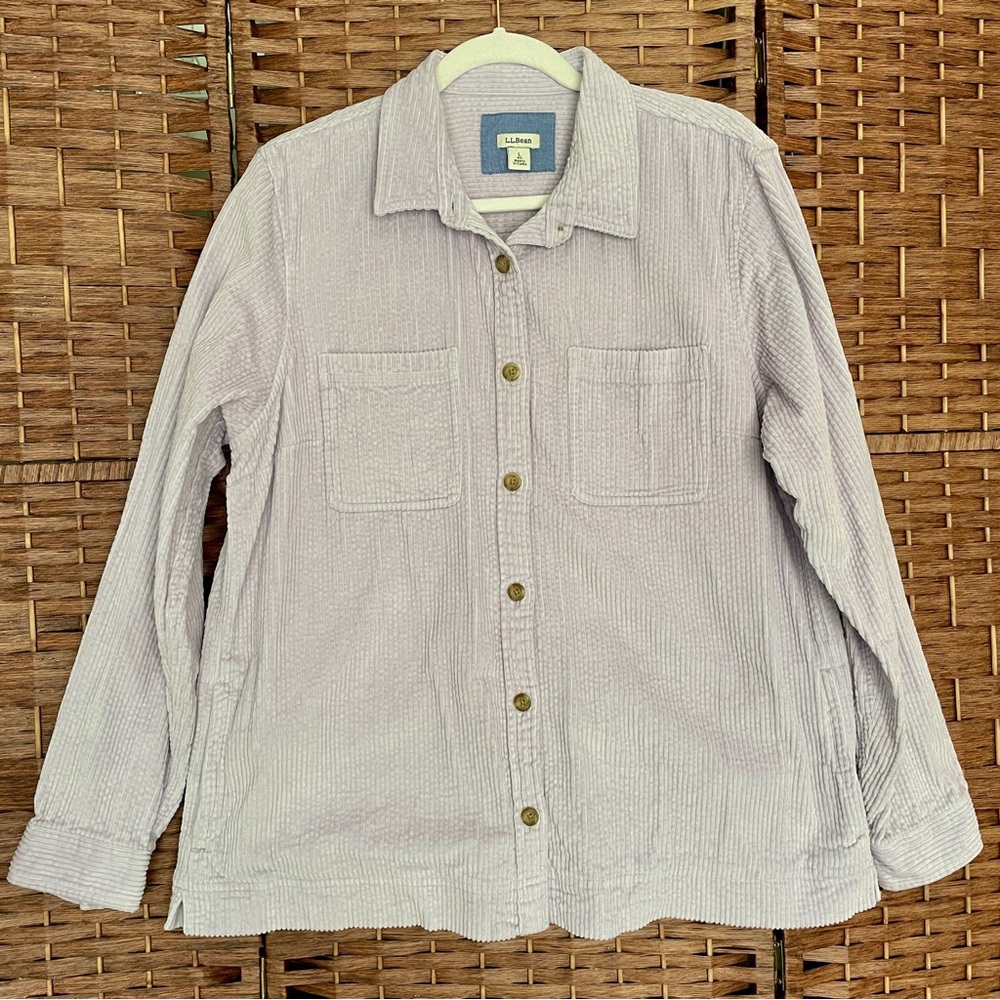 L.L. Bean Light Lavender Corduroy Shirt Jacket, Size L.